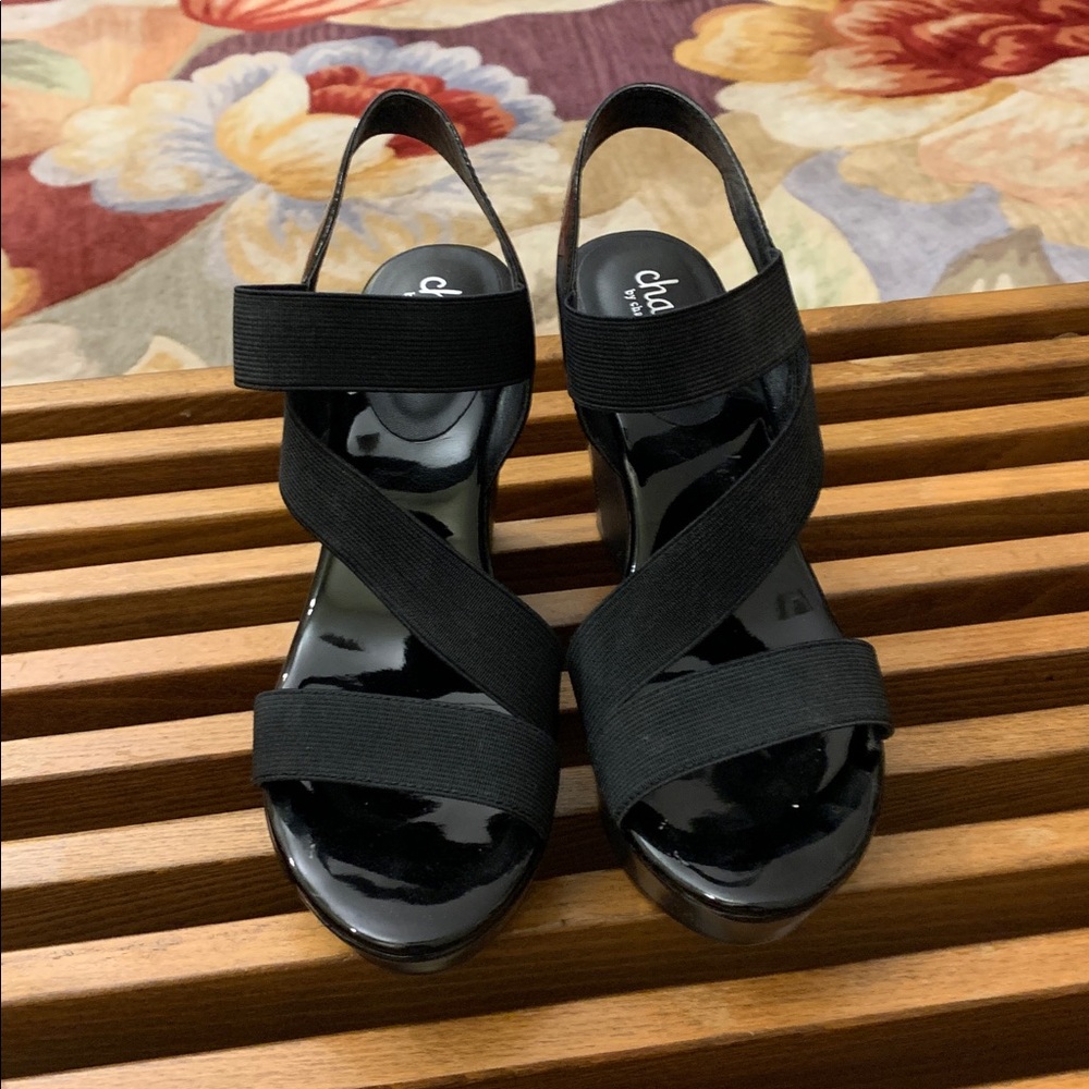 Charles By Charles David Black Strappy Wedges